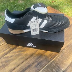 Adidas Mens Mundial Goal Black White Leather Indoor Soccer Shoes Size 9.5